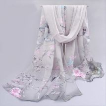 Frühling Sommer Bedruckter Chiffon Seide Elster Schal Kompakter leichter Schal Reise Sonnenschutz Schal Schals Wraps für Frauen