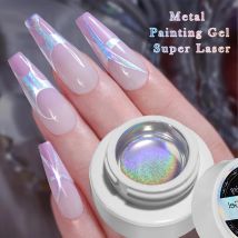 5 ml in Dosen bemalter Nagelkleber Silber Laser Metalleffekt Zuglinie Malerei Gelpoliermittel UV Metallspiegel Flash Nagellack