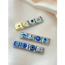 2025 Vintage Devil Eye Blue Star Italian Charms Link 9mm Golden Modular Bracelet Stainless Steel DIY Gifts Jewelry