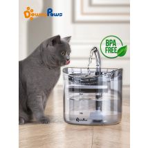 DownyPaws Fuente de Agua Automática para Gato, Con Grifo, Dosificador de Agua para Perro, Capacidad de 2 L, Filtro Transparente, Bebedero para Mascotas con Sensor, Alimentador para Beber
