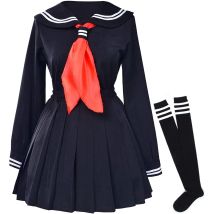 Klassische japanische Schulmädchen-Matrosenkleiderhemden, Uniform, Anime-Cosplay-Kostüme mit Socken-Set