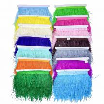 Cinta para ajuste de plumas de avestruz blancas de 39,37 pulgadas, flecos de plumas de 8-10cm, manualidades DIY, costura, ropa, decoraciones para fiestas y bodas