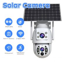 Jooan 6MP WiFi Telecamera di Sorveglianza Esterna Doppia Lente Wireless Telecamera IP Solare PIR Rilevazione di Movimento Batteria di Sicurezza CCTV Monitor