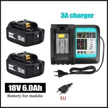 2025 NEU für Makita 18 V 6000 mAh wiederaufladbarer Elektrowerkzeug-Akku mit LED-Lithium-Ionen-Ersatz LXT BL1860B BL1860 BL1850 + 3 A Ladegerät