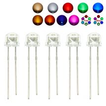 50PCS Strohhut LED Diode 5MM Blau Grün Rot Gelb Weiß Licht Emittierende F5 Super Helle Led
