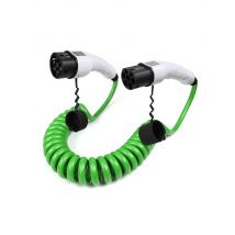 Cable espiral de 11KW y 22KW, Cable de calle tipo 2 para caja de pared, cargador exterior para coche europeo, modo de Color verde 3, portátil EVSE