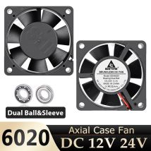Gdstime 60mm 12V Fan 6020 DC 24V Brushless Fan 6cm 60x60x20mm Dual Ball Axial Cooling Fan Computer Cooler 2PIN CPU PC Case Fan