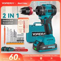 YOFIDRA 10mm 24 Biegi Bezszczotkowy Elektryczny Wkrętak Wiertarka Akumulatorowa Wydajna Wiertarko-Wkrętarka Udarowa Narzędzie Elektryczne Do Akumulatora Makita 18V Pin