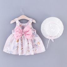 Sommer neue Mädchen Kleid hand bemalte Wind Blume süße Prinzessin Kleid großen Bogen Halfter cool (0-3 Jahre alte Mädchen)