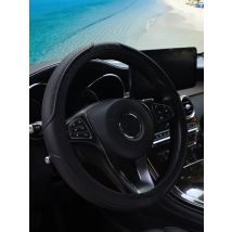 PU leather checkered embossed streamlined car rimless steering wheel cover suitable for 37-38CM car interior decorations