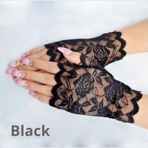 Sexy Lace Short Fingerless Gloves Summer Women's Thin Lace Half Finger Sunscreen Driving Gloves