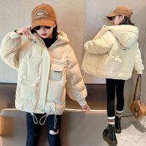 -30 ℃   2024 Winter Neue Mädchen Parka Jacke Einfarbig Dicke Warme Mit Kapuze Mäntel Für 4-14Y Teen Mädchen Mode Unten Baumwolle mantel