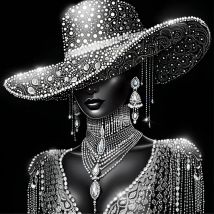 Schwarzer Hut, Frau, Diy-Diamantgemälde, neu, 2025, komplett, quadratisch, rund, Strassgemälde, Diamant-Mosaik-Set, handgefertigte Geschenke, Heimdekoration