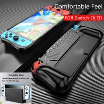 Für Switch OLED 2021 Dockbare Schutzhülle, weiche Silikonhülle, strukturierte Kohlefaser, ergonomische Griffabdeckung für Joycon