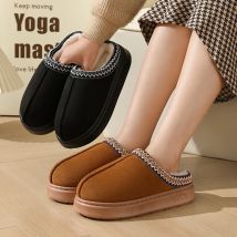 Winter Dicken Boden Baumwolle Hausschuhe Frauen Hause Closed Toe Flauschigen Slipper Schuhe Frau Weiche Sohle Warme Plüsch Rutschen Paar Schuhe