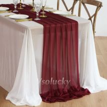 Sheer Table Runner Wine Red Burgundy for Romantic Wedding Engagement Bash Outdoor Party Home Dining Elegance Decoration