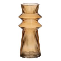 Jarrón Ámbar de Cristal para Decoración - 11,50 X 11,50 X 26,50 Cm