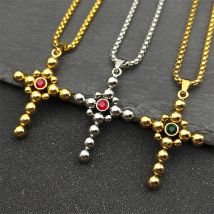 Kreative Kreuz Strass Halskette Frauen Männer Edelstahl Gold Silber Farbe Religion Christian Glaube Amulett Kette Schmuck