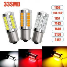 Bombilla LED para intermitente, lámpara de marcha atrás, 3 colores, 1156, 1157, 5730, 5630, 33SMD, P21W, BAU15S, P21/5W, 7440, W21W, W21/5W, 7443, 12V