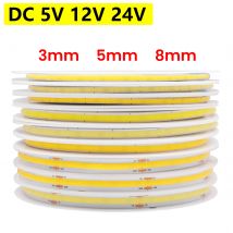 Taśma LED DC 5V 12V 24V COB 320 384 480 528 diod LED/m Elastyczna taśma LED COB o wysokiej gęstości 3MM 5MM 8MM PCB Światło liniowe