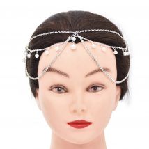 Mode Boho Ethnische Perlen Quaste Stirn Kopf Kette Haar Zubehör Mehrschichtige Kristall Ketten Braut Hochzeit Haarschmuck