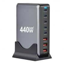 440W Gan carga rápida 3,0 USB tipo C cargador rápido móvil 8 puertos 5C3A PD cargador fácil de llevar cargador de teléfono celular