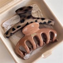 Vintage Leopard Print Brown Arc Dragon Bone Large Hair Clip Claw Elegant Shark Hair Clamp Versatile Headwear Hair Accessories