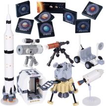 MOC Raum Kapsel Rakete Bausteine Kit Planet Teleskop Saturn Moonbuggy Sonde Raumschiff Ziegel Spielzeug Kinder Geschenk