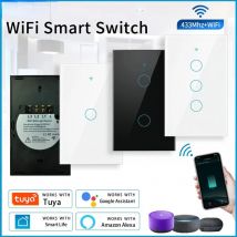 Tuya wifi smart wand touch schalter rf433mhz 1/2/3 gang panel schalter ohne neutrale kabel us funktioniert mit alexa google assistent