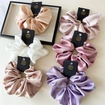 Satin-Seiden-ähnliche Haargummis, schwarz, große Haargummis für Mädchen, Haargummi, einfarbig, Haarschmuck, Scrunch-Stirnbänder für Frauen