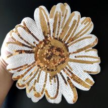 Sunflower Patches For Clothing Sequins Biker Badge Embroidery Fabric Patch Sequined Women Clothes Stickers Strange things