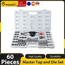 Podofo 60-Pc Master Tap and Die Set - Include Kit di strumenti per la filettatura essenziale di dimensioni SAE pollici con custodia