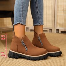 Einfache und stilvolle Damenstiefel in Übergröße, Plateauschuhe für Damen, 2025, dicke Sohle, Stiefeletten, modisch, bequem für Damen