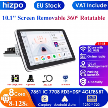 1 Din Android Autoradio Radio 10.1 Ruota Touch Screen Rimovibile per Universale Carplay Navigazione GPS Bluetooth WIFI Autoradio