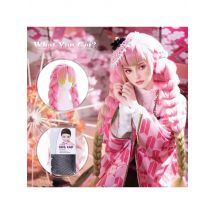 Anime Mitsuri Kanroji‌ Cosplay Synthetic Hair With Bangs 30-Inch Pinkish-Green Gradient Three-Strand Braids Halloween Party Wig