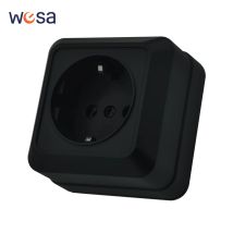 Prese elettriche nere Presa con superficie a muro classica a terra Prese di alimentazione in plastica con vernice ignifuga Standard UE
