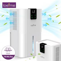 Deshumidificador silencioso LOEFME, deshumidificador de aire grande de 2,8 L, 750 ml/día con pantalla táctil, luz LED para el hogar, dormitorio, oficina, sótano