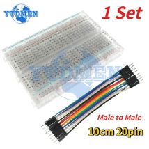 1 Set Breadboard Transparent 400 Points Solderless Pcb Breadboard with Dupont Line 10cm Male To Male 20pin Jumper Wire DIY Kit