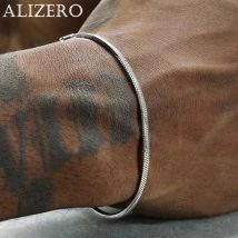 ALIZERO 925 Sterling Silber 3mm Schlangenkette Armband Für Männer Frauen Punk Hip Hop Armband Fashion Party Schmuck Großhandel 16-23 cm