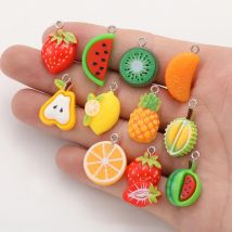 20pcs Resin Fruits Charms Grape strawberry watermelon Apple Pendant DIY Earrings Necklace for Jewelry Making Accessories W342