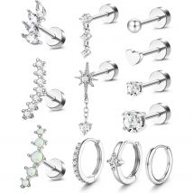 Florideco 1Pc Helix Piercing Jewelry Flat back Cartilage Stud Hoop Earrings for Women Hypoallergenic Surgical Steel Earrings