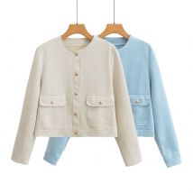 2024 Herbst neue Damen bekleidung Mode Temperament Wildleder Textur-Effekt lang ärmel ige kurze Jacke Jacke Jacke