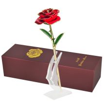 Geschenke für Frauen 24k Gold Getaucht Rose mit Stand Ewige Blumen Für Immer Liebe In Box Freundin Hochzeit Valentinstag Geschenk für Ihre