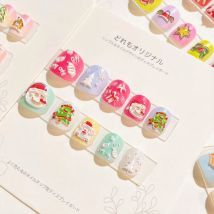 12 Stück Cartoon-Nägel zum Aufdrücken für Kinder, vorklebende tragbare Kunstnägel, niedliche Nagelspitzen mit vollständiger Abdeckung