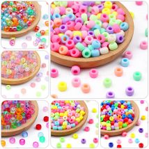 6×9mm Bunte Acryl-Perle mit großem Loch, kleine Pferdeperlen, lose Perlen für Schmuckherstellung, Armbänder, DIY-Schlüsselanhänger, Zubehör
