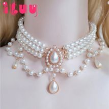 Retro Palace Europäischen Lolita Perle Halskette Schlüsselbein Kette Vintage Gothic Rokoko Stil Hochzeit Prinzessin Halskette Zubehör