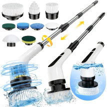Spazzola per pulizia elettrica portatile multifunzionale 9 in 1 con funzione telescopica, strumento per la pulizia del pavimento del bagno e della cucina