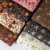0.5/1/2/3m Corduroy Fabric Vintage Floral Patterns Crushed Velvet Rib for Dress Blouse Skirt Hair Accessories DIY Sewing Craft