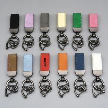 Vintage Custom Logo Suede Leather Car Keychain Personalize Name Numbers Anti Loss Short Keyring Laser Engrave  Key Chain Ring