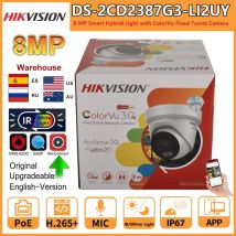 Telecamera IP Hikvision da 8 MP DS-2CD2387G3-LI2UY Smart Hybrid Light ColorVu Doppio microfono incorporato Telecamera di rete a torretta colorata 4K 24/7